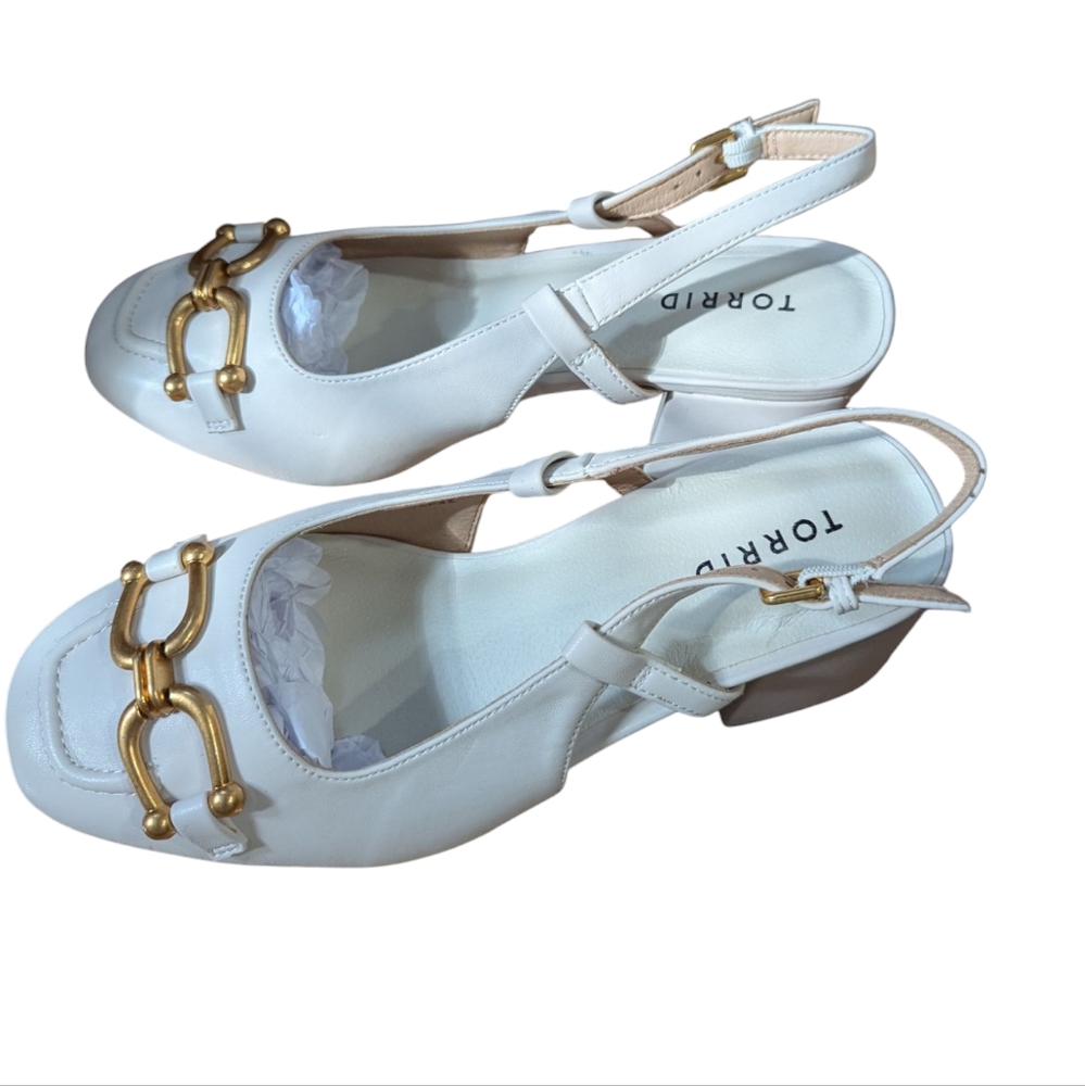 Torrid Women’s Slingback Heels Shoes Gold Buckle Size 9WWOff White Career Casual